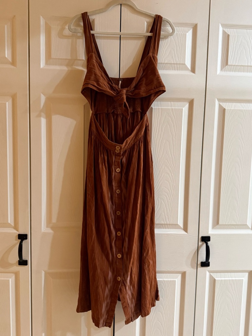 Free People Caldasi Cotton Printed Midi Dress Bronze Smocked Crop Top Size XS - Picture 4 of 7